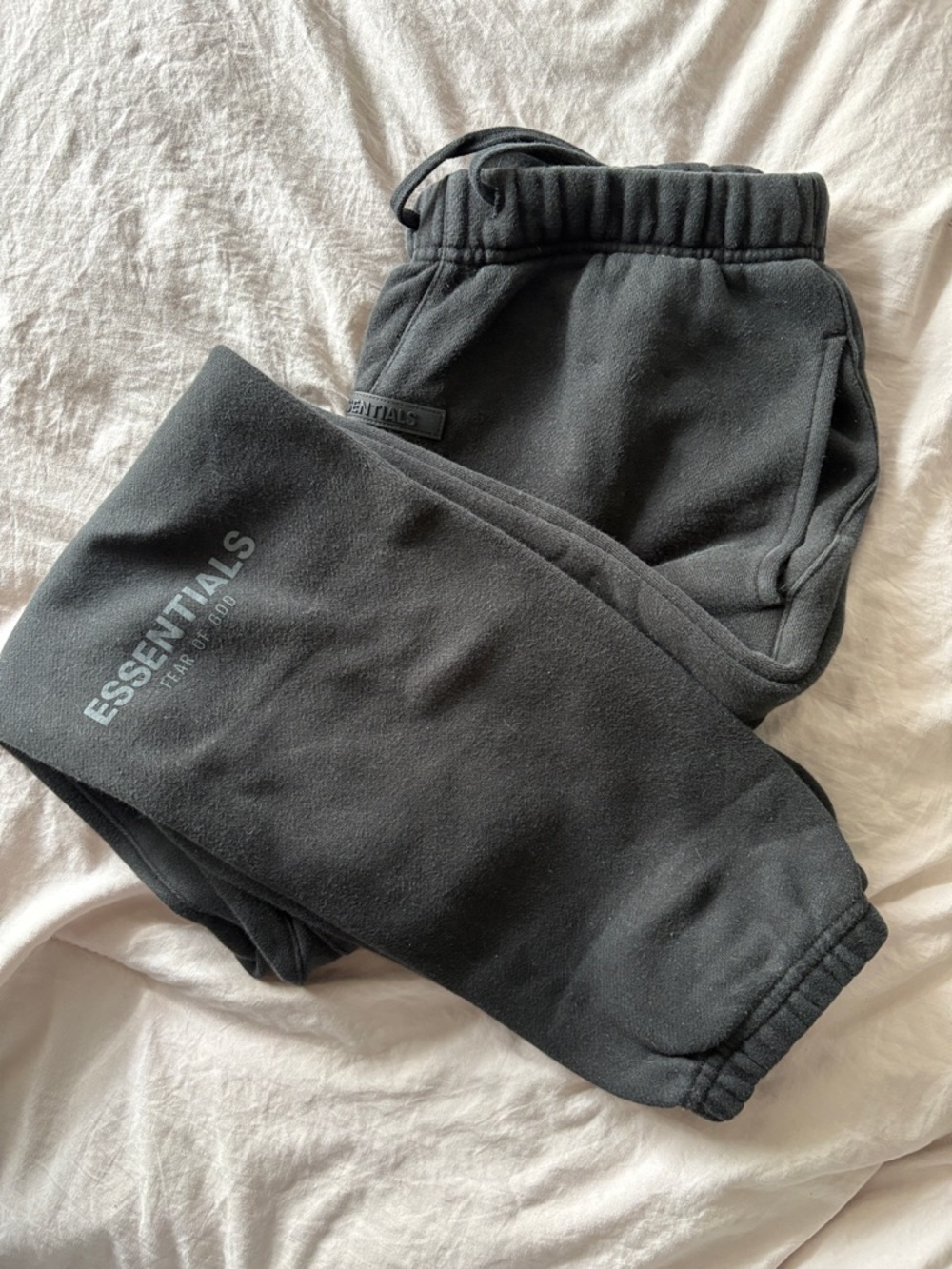 Essentials Men’s Black Fleece Sweatpants with Logo